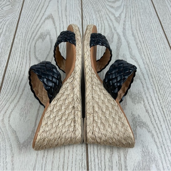 Andre Assous Aria Woven Double Banded Espadrille Wedge Sandal 40 Black $170 - Picture 3 of 7